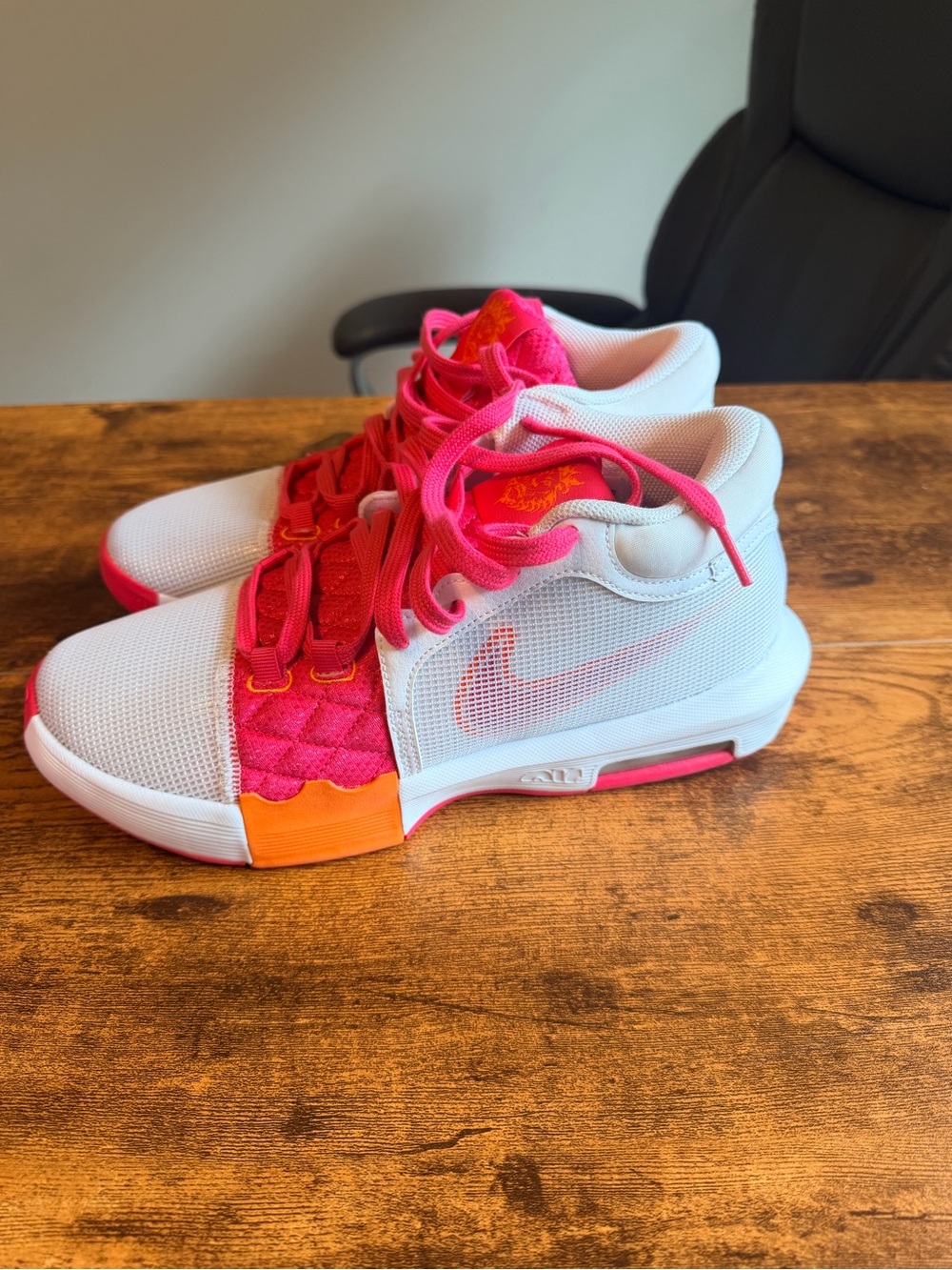 Nike Lebron Witness Sneakers in White & Pink